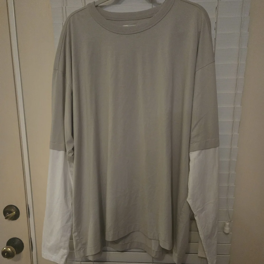 BP. Layered Look Long Sleeve Cotton Blend T-Shirt - Size 2XL